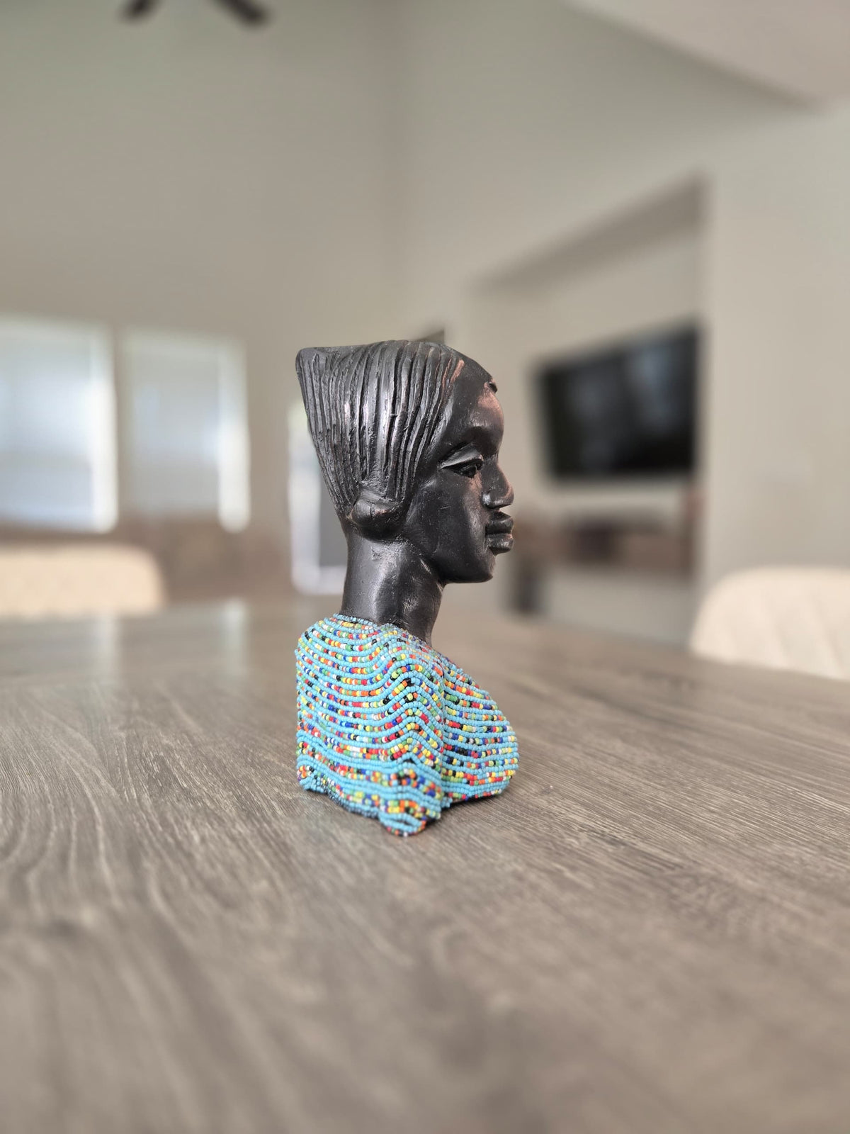 Oba & Olori Royal Couple Busts - African Wood Sculpture
