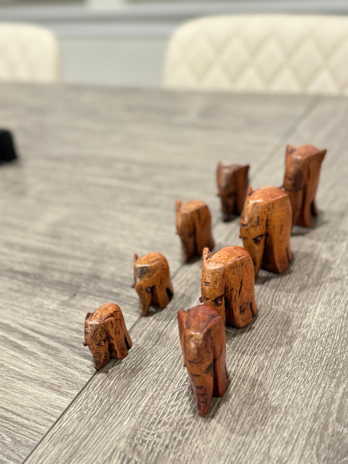 Safari Harmony – Elephant Carving Collection (8-Piece Set)