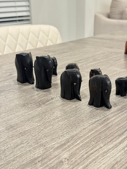 Safari Harmony – Elephant Carving Collection (8-Piece Set)