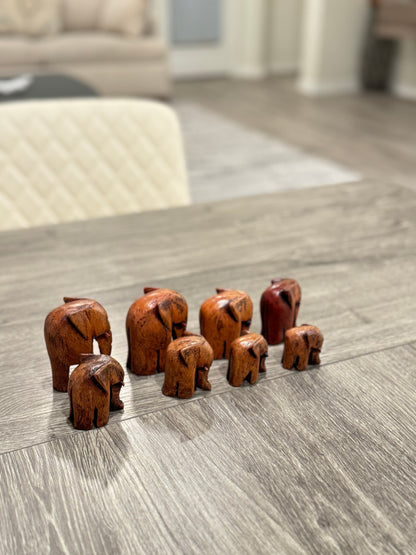 Safari Harmony – Elephant Carving Collection (8-Piece Set)