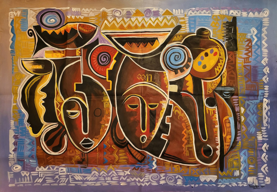Nkwo - African Abstract Painting (38 x 54 in)