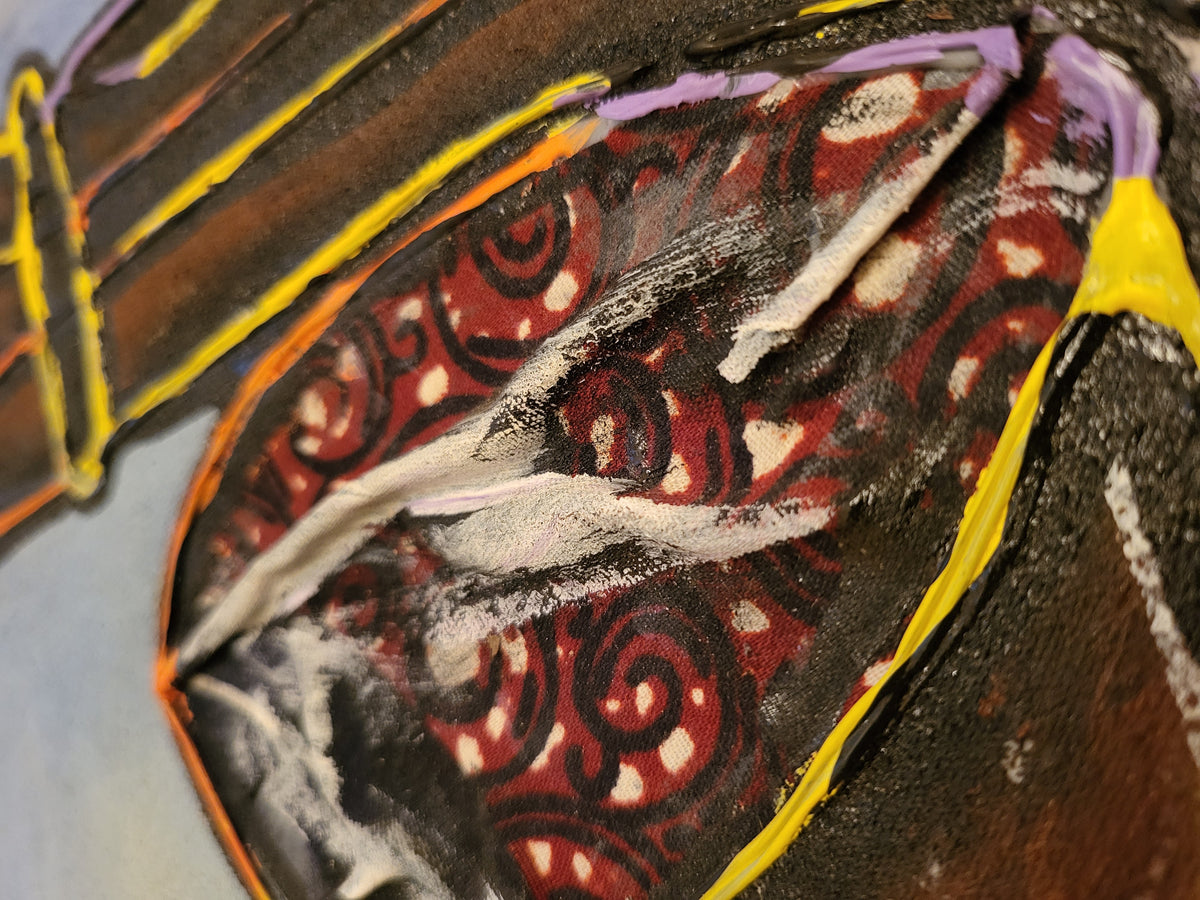 Ike Nwanyi - African Collage Painting (36 x 55 in)