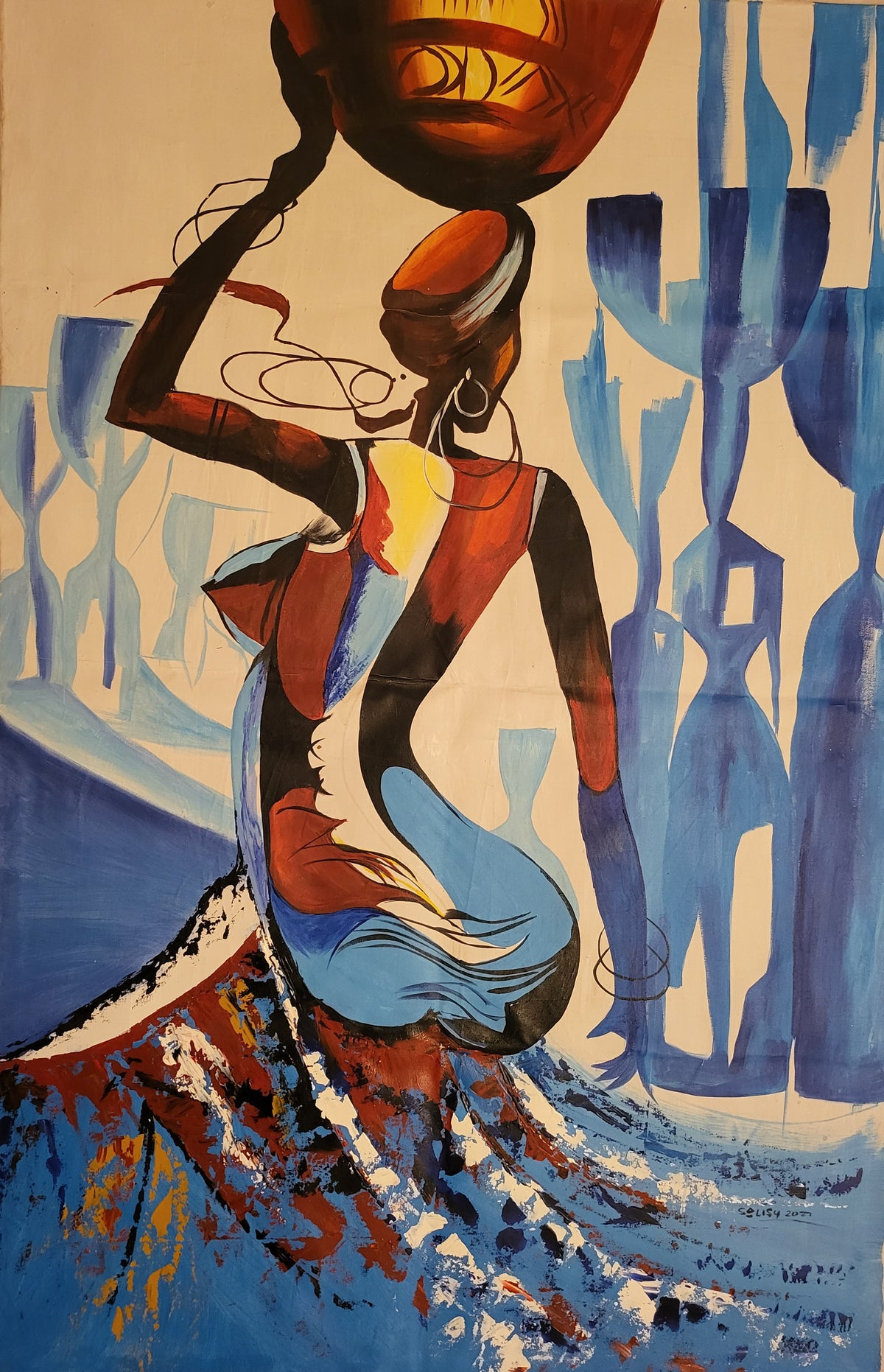 Seduction - African Painting (55 x 36 in)