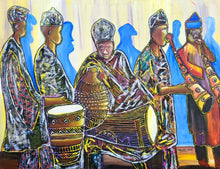 Load image into Gallery viewer, Gongo aso - African Collage Painting (55 x 40 in)
