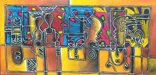 Umoja - African Collage Painting (48 x 24 in)