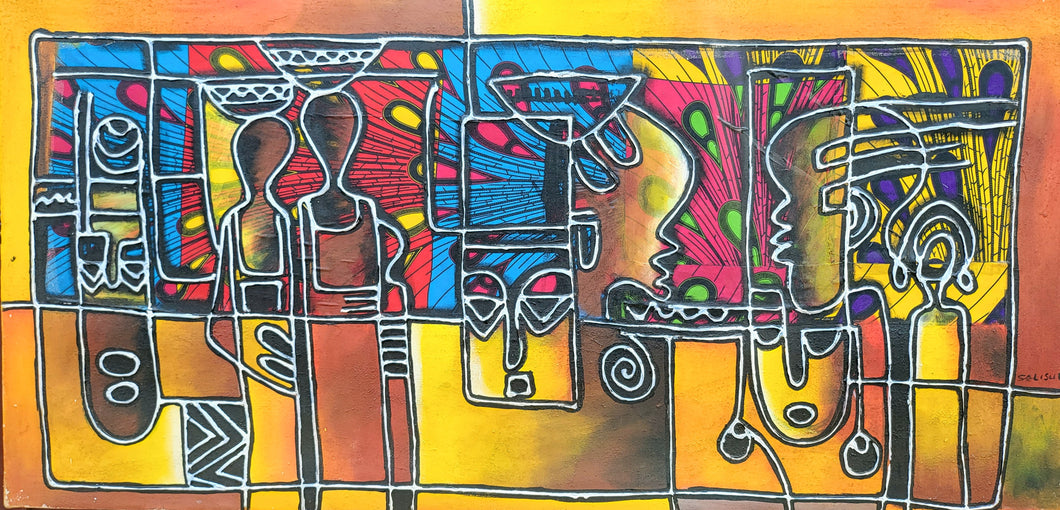 Umoja - African Collage Painting (48 x 24 in)