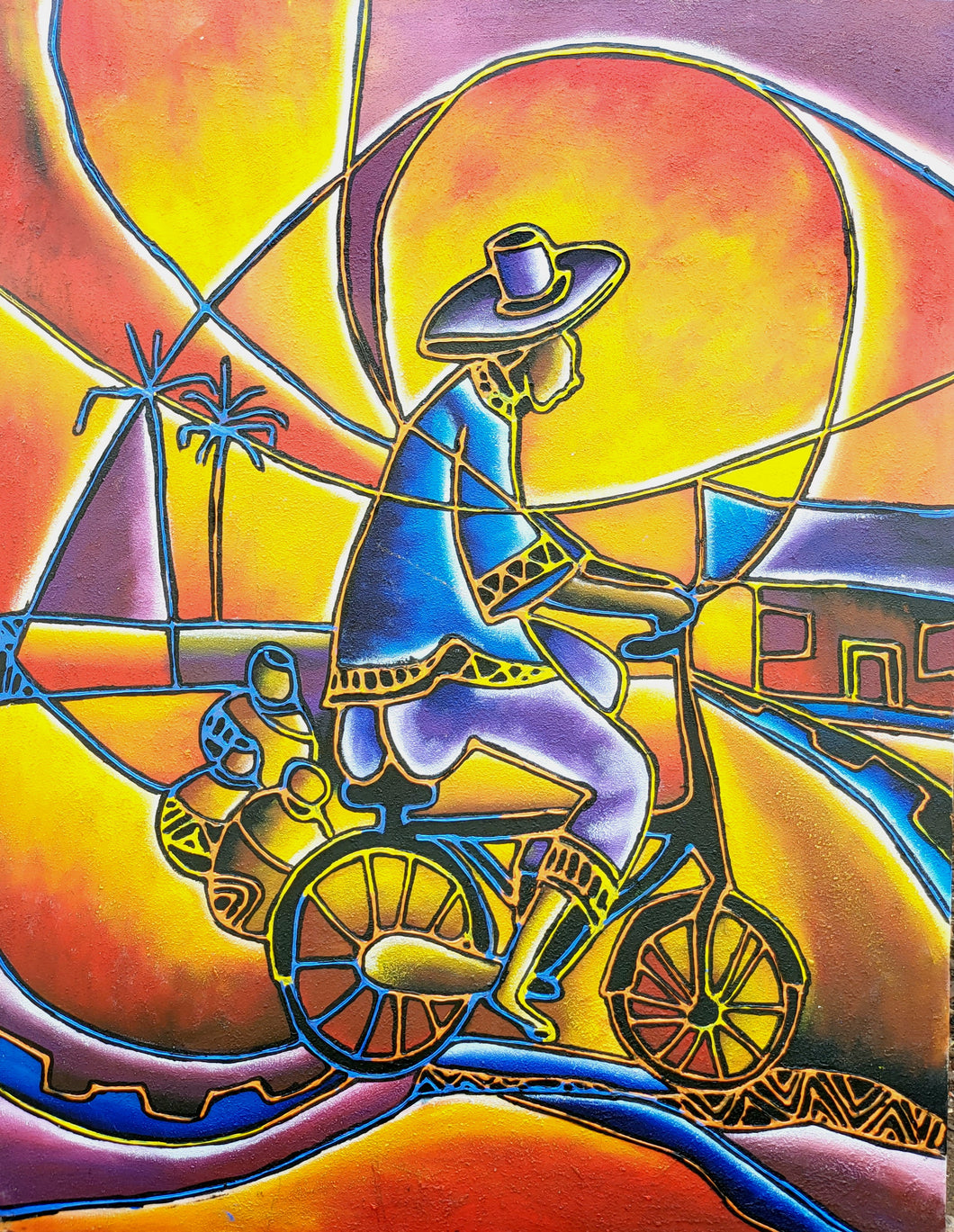 Onye Nkwu- African Collage Painting (48 x 36 in)
