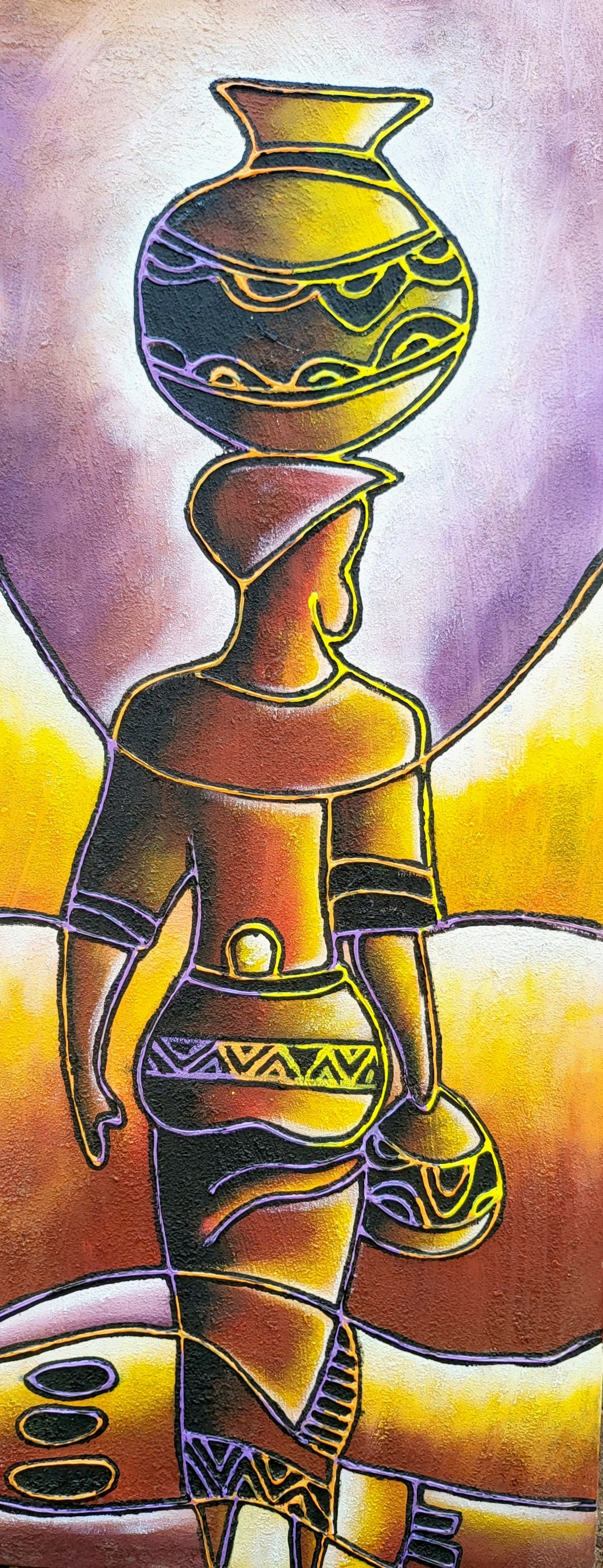 Ichu Mmiri - African Painting (50 x 20 in)