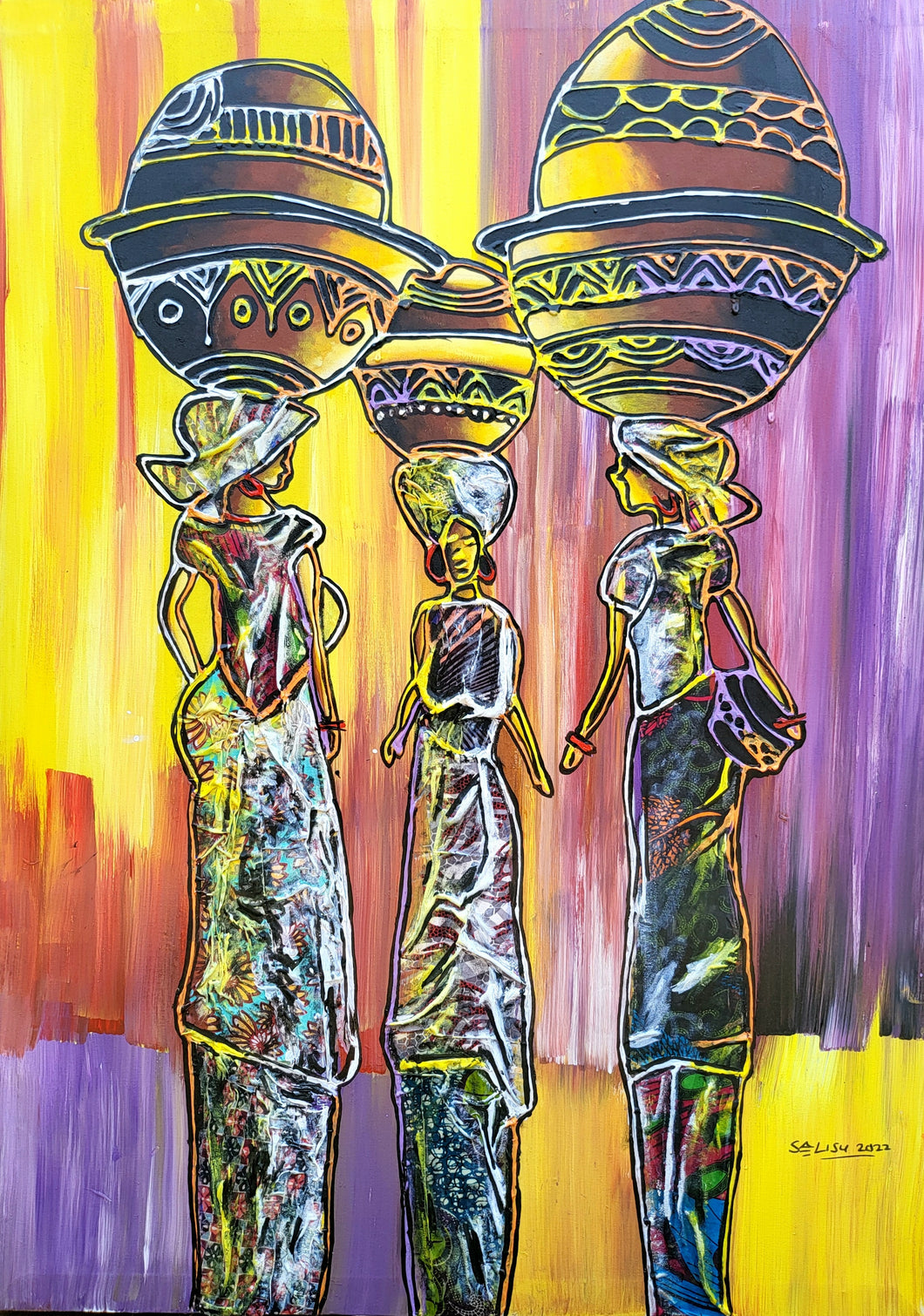 Onye ahia - African Collage Painting (48 x 36 in)