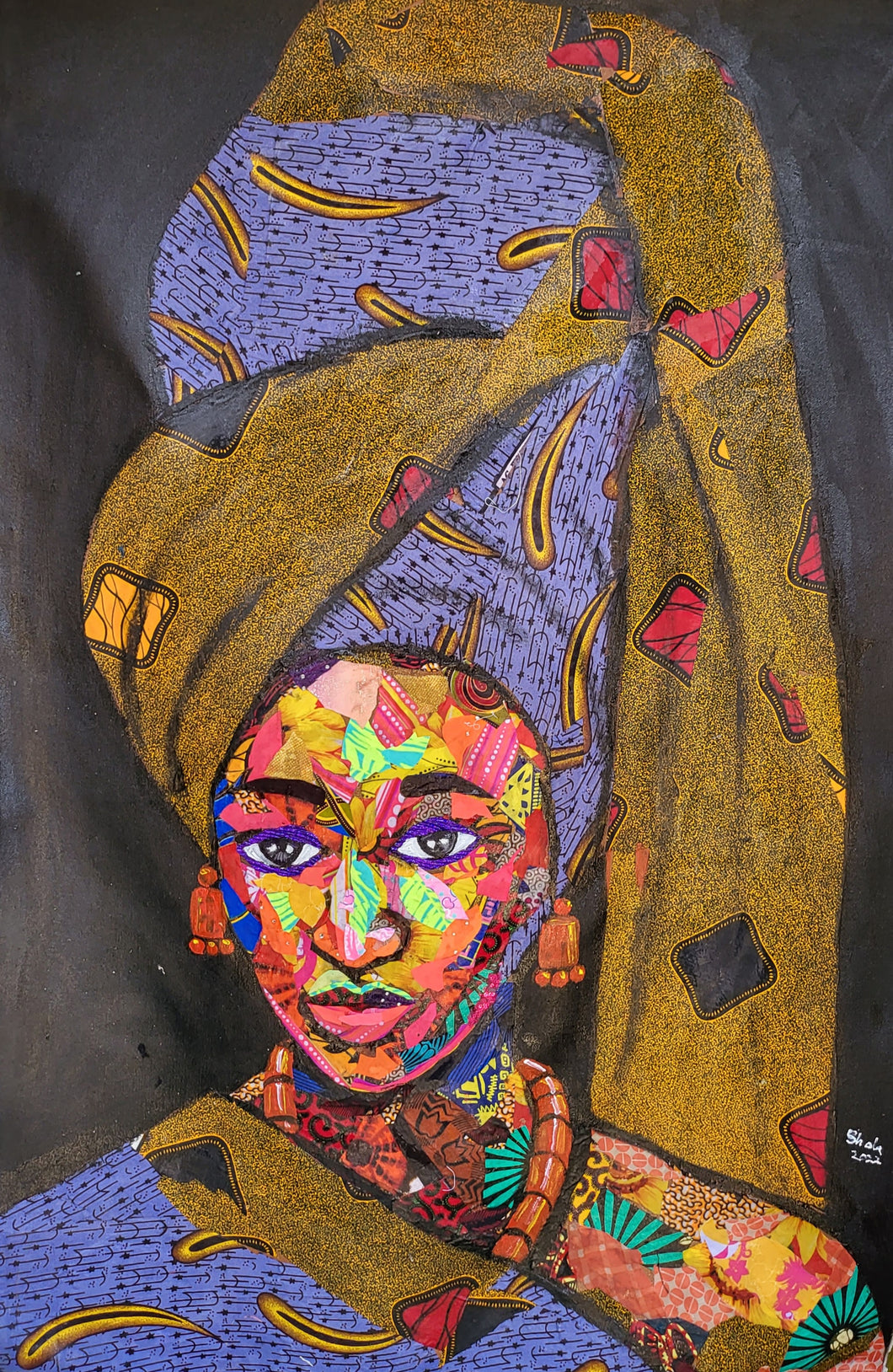 Arewa Woman - African Collage Painting (48 x 32 in)