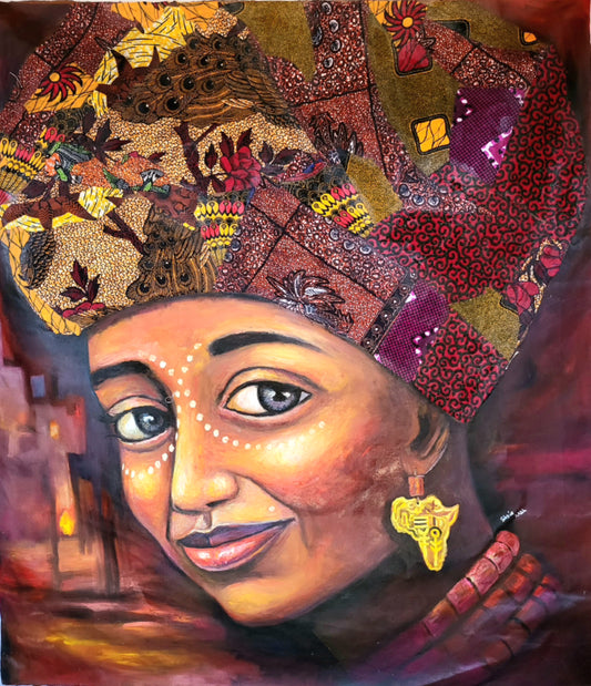 Mama Africa - African Collage Painting (50 x 57 in)