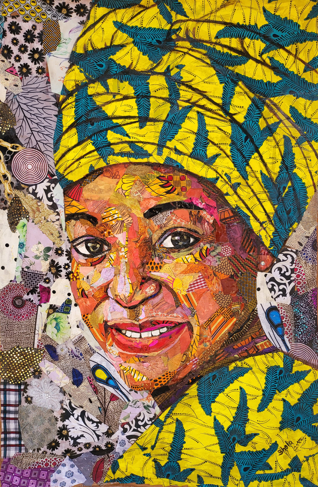 Adaeze - African Fabric Collage (48 x 32 in)