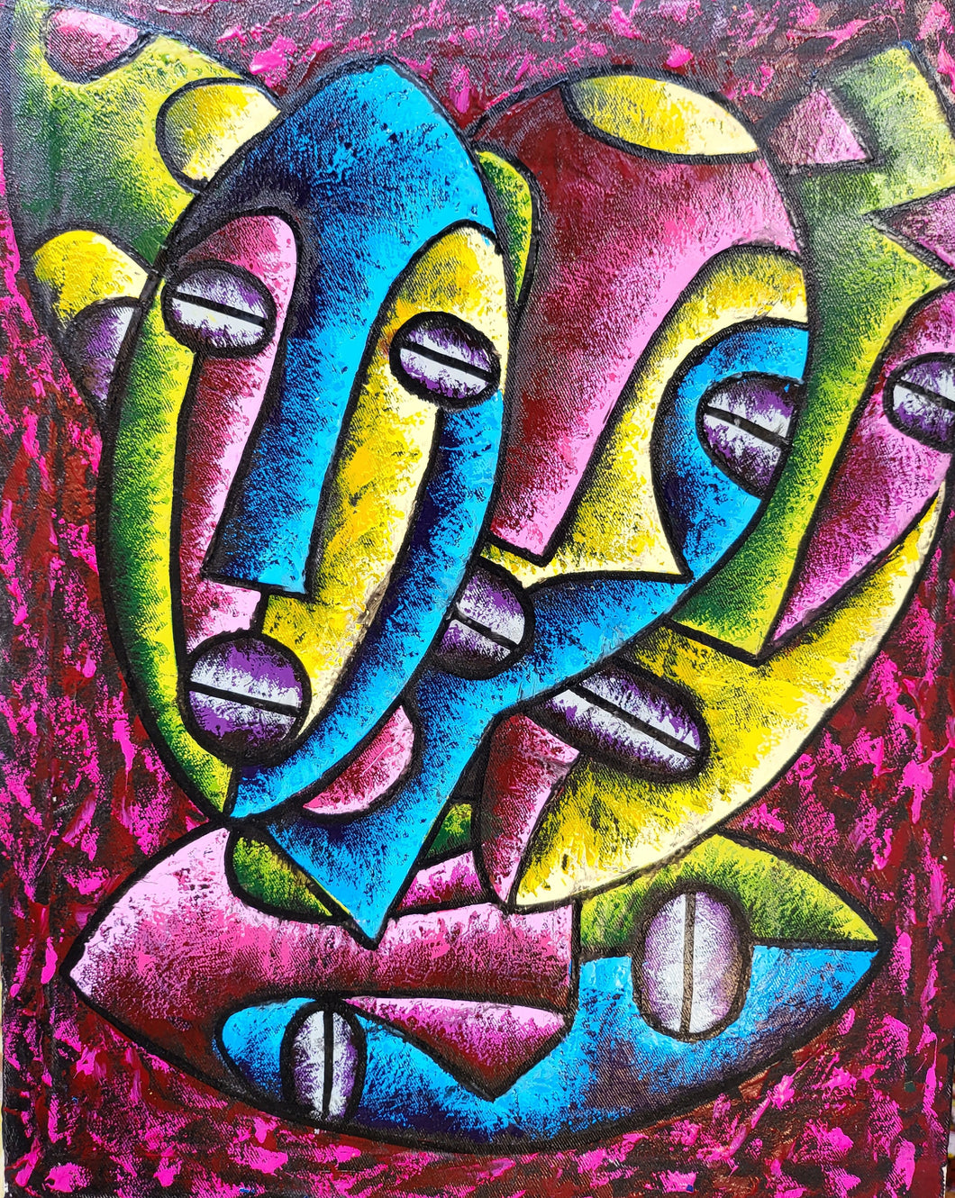 Masks - African Painting (16 x 14 in)