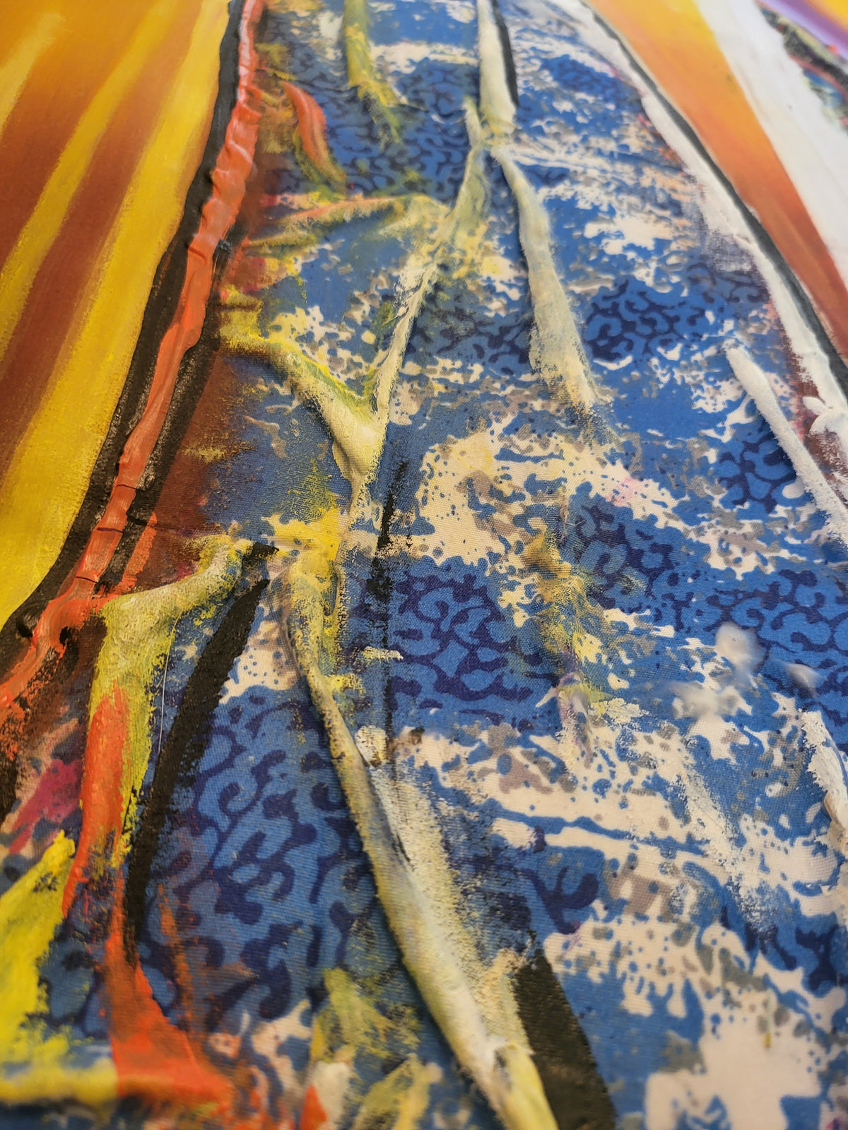 Ije Awele 3 - African Collage Painting (48 x 13 in)