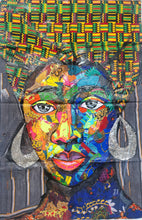 Load image into Gallery viewer, Omalicha 3 - African Fabric Collage (32 x 48 in)
