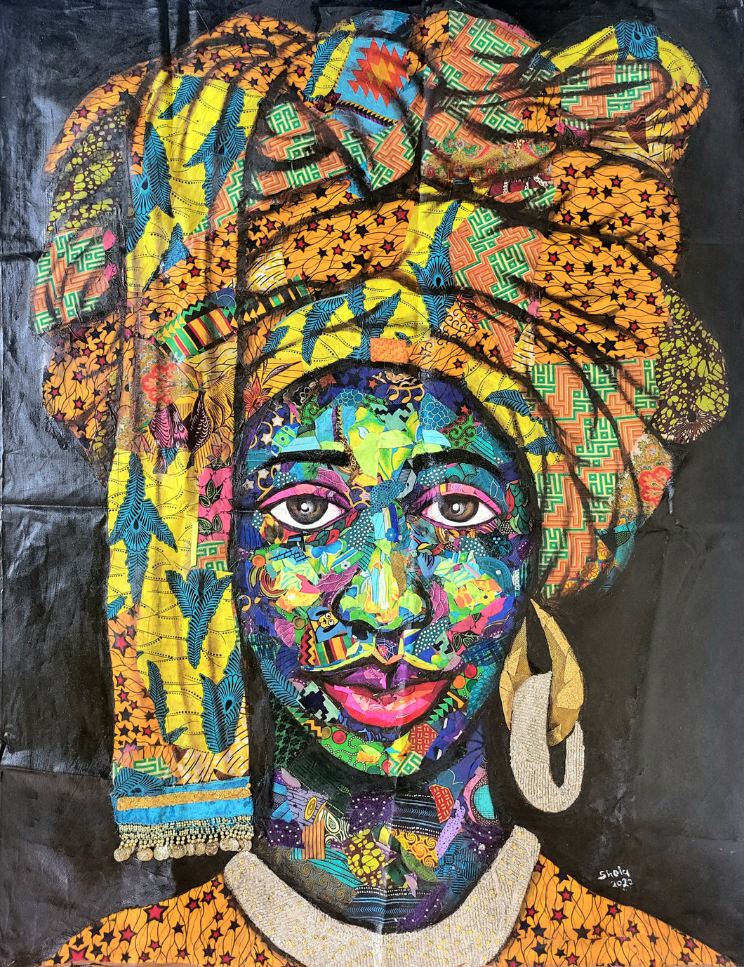 Golibe - African Fabric Collage (48 x 61 in)