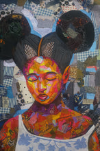 Load image into Gallery viewer, Orphan Girl 2- African Fabric Collage(47.5 x 31.5in)
