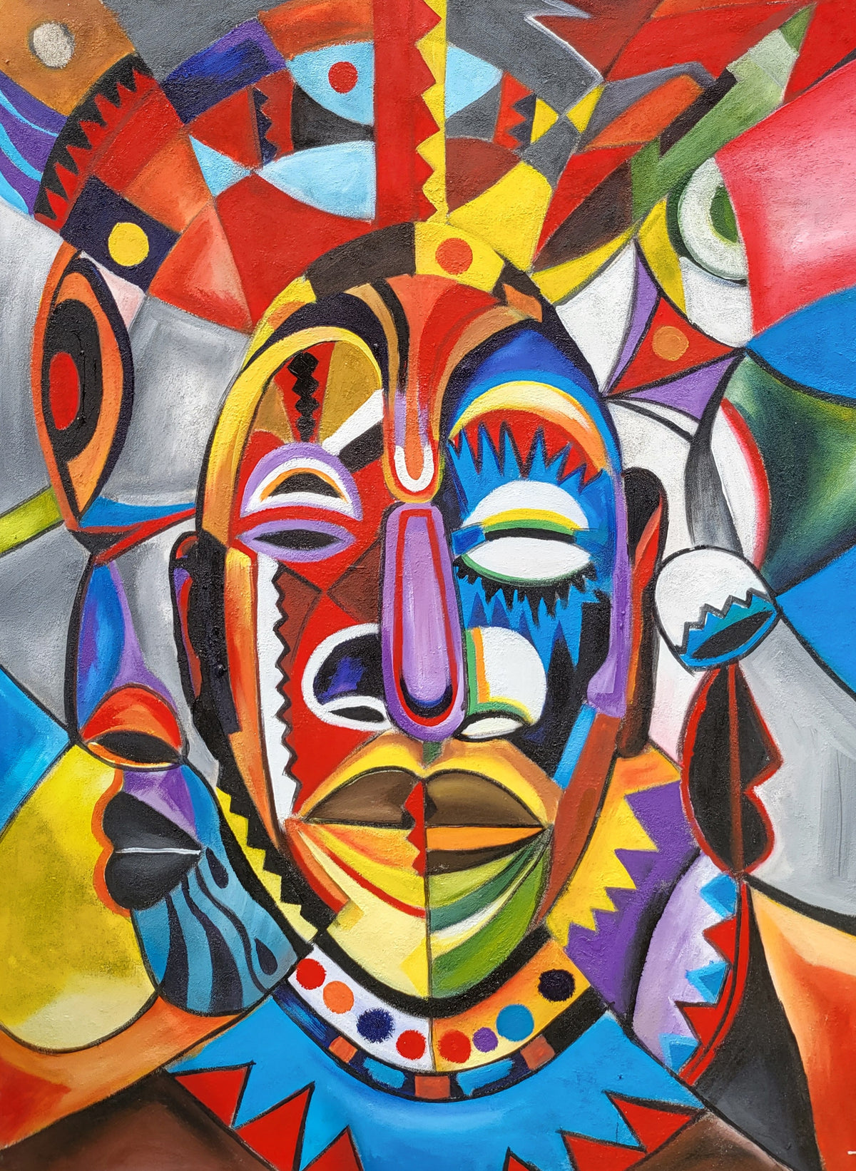 Ihu - African Abstract Painting (36 x 48 inches)