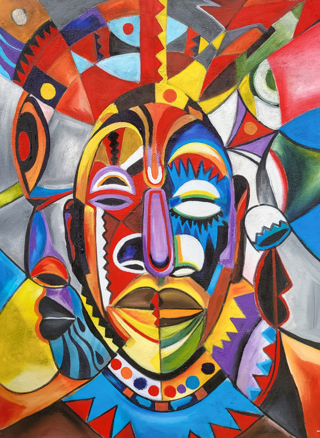 Ihu - African Abstract Painting (36 x 48 inches)